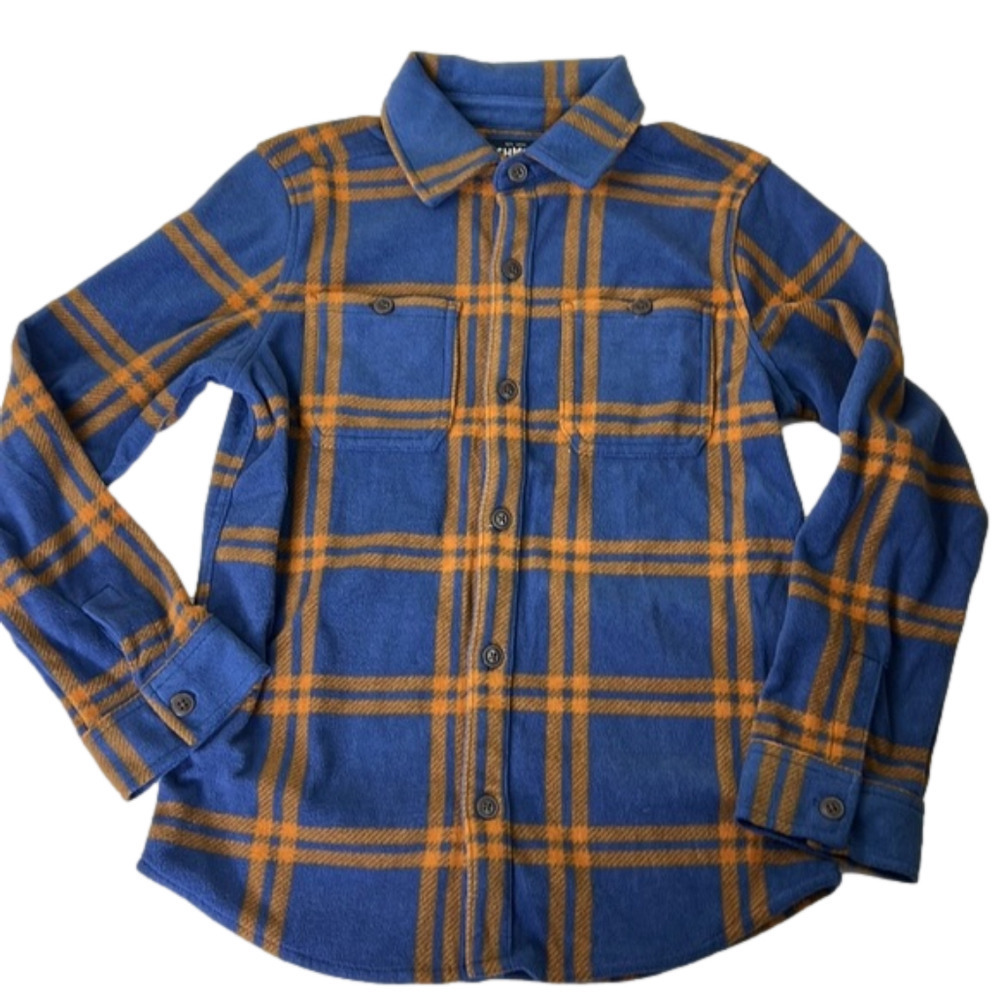 𝅺Boy's Osh Kosh B'Gosh Blue Orange  Fleece Button Up Shirt